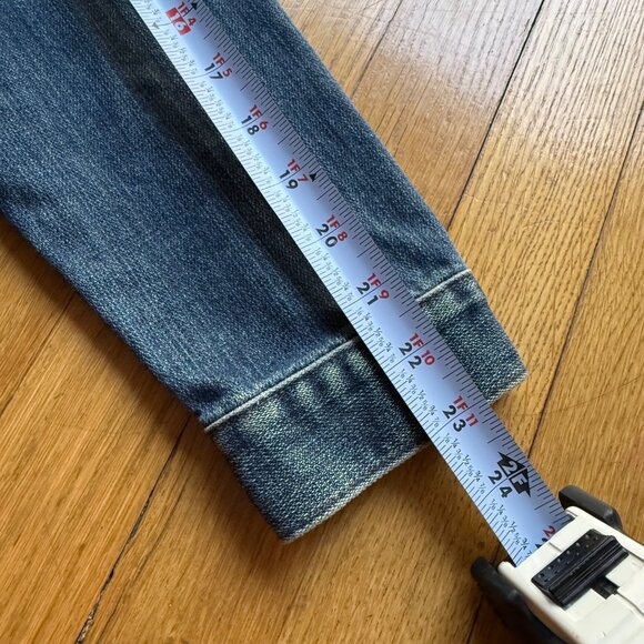 Vintage 90s Guess Size M Blue Denim Authentic Original Jeans Trucker Jacket - Picture 13 of 16
